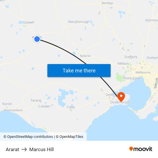 Ararat to Marcus Hill map