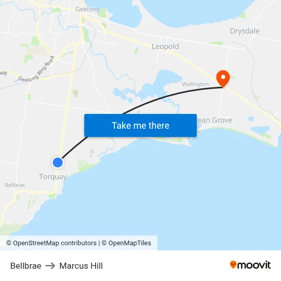 Bellbrae to Marcus Hill map