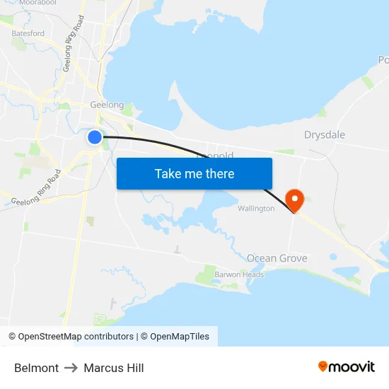 Belmont to Marcus Hill map