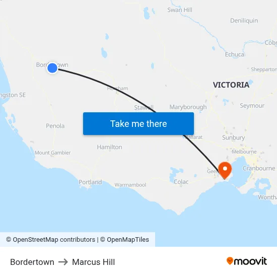 Bordertown to Marcus Hill map