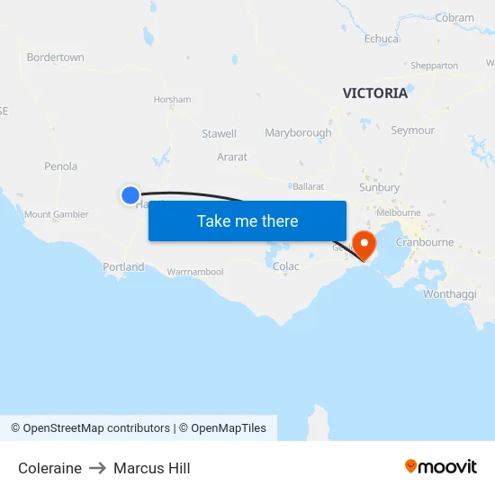 Coleraine to Marcus Hill map