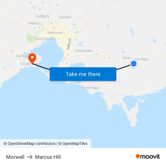 Morwell to Marcus Hill map