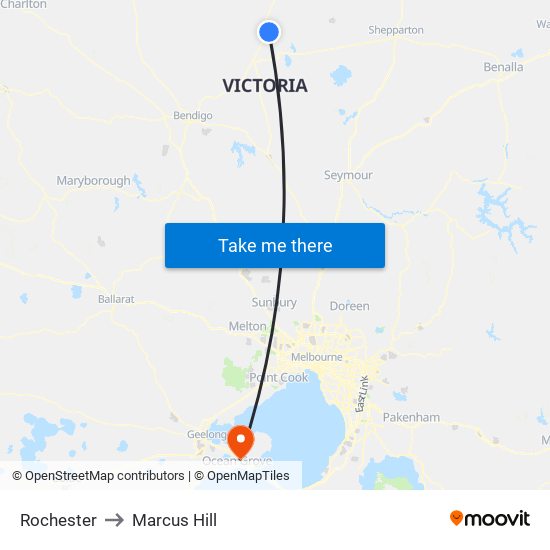 Rochester to Marcus Hill map