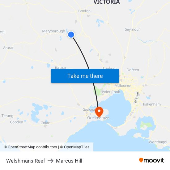 Welshmans Reef to Marcus Hill map