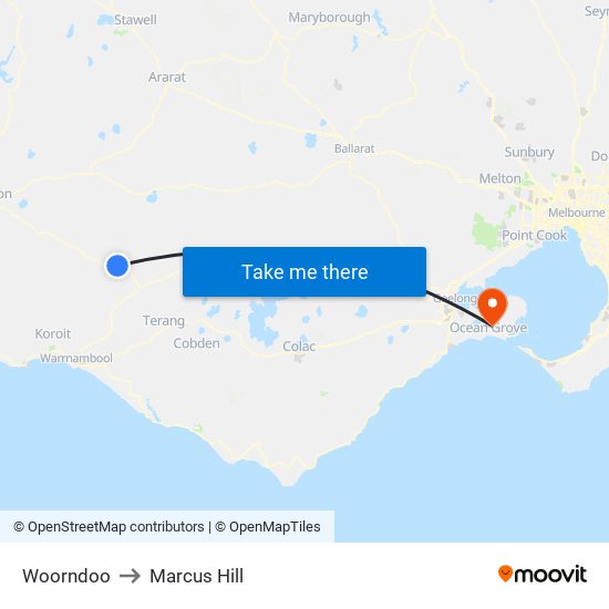 Woorndoo to Marcus Hill map