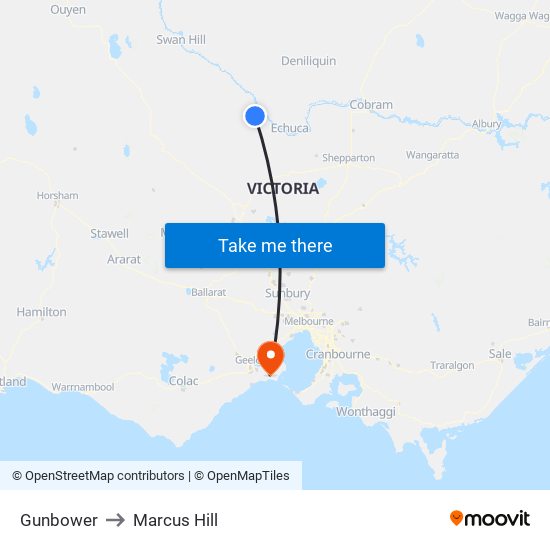 Gunbower to Marcus Hill map