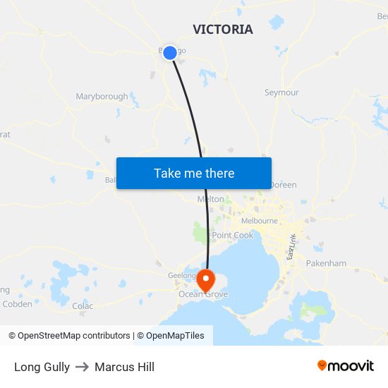 Long Gully to Marcus Hill map