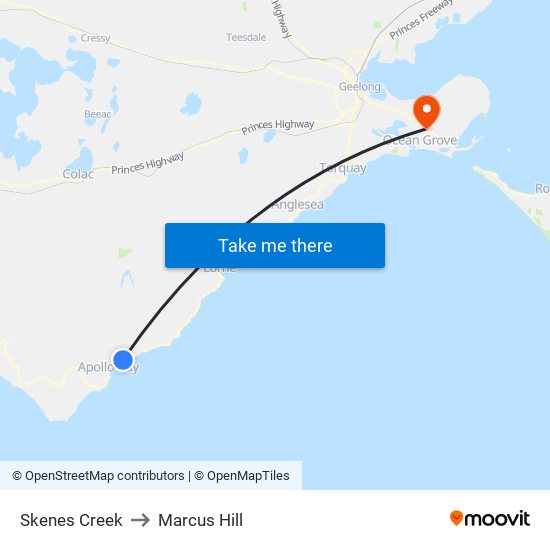 Skenes Creek to Marcus Hill map