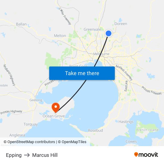 Epping to Marcus Hill map