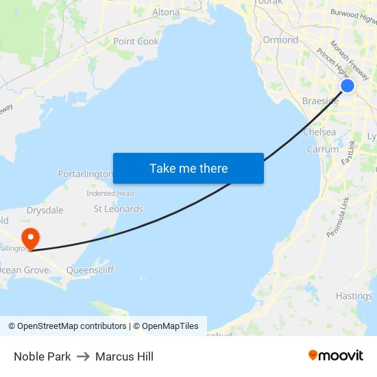 Noble Park to Marcus Hill map