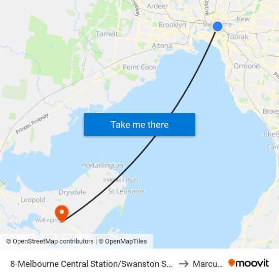 8-Melbourne Central Station/Swanston St (Melbourne City) to Marcus Hill map