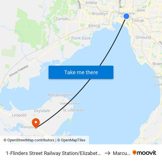 1-Flinders Street Railway Station/Elizabeth St (Melbourne City) to Marcus Hill map