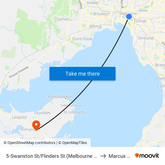 5-Swanston St/Flinders St (Melbourne City) to Marcus Hill map