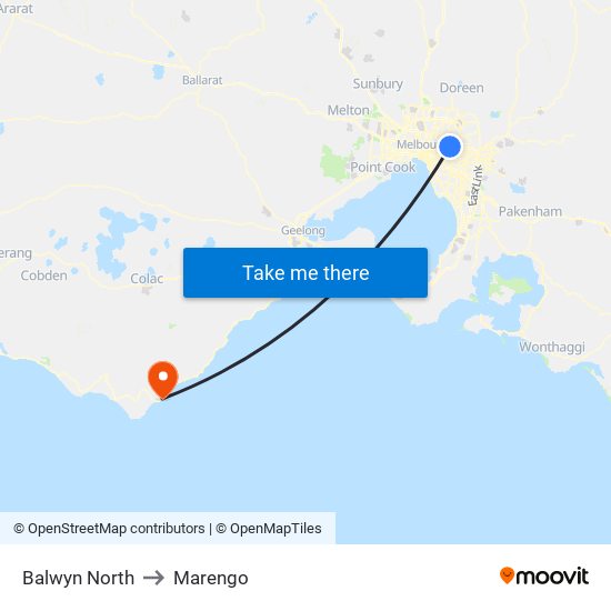 Balwyn North to Marengo map