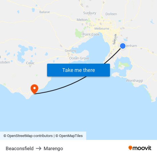 Beaconsfield to Marengo map