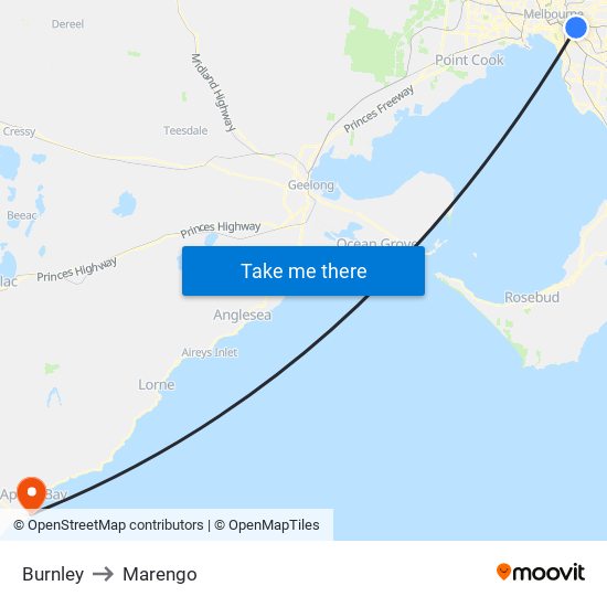 Burnley to Marengo map
