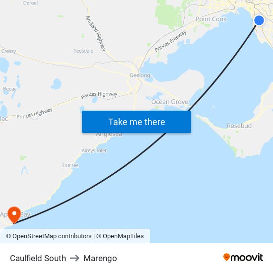 Caulfield South to Marengo map