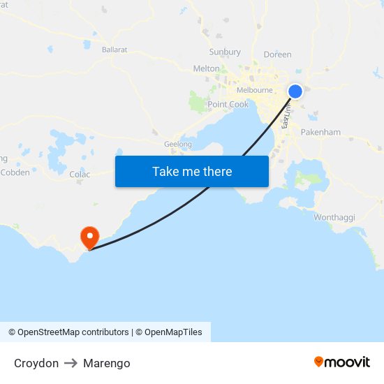 Croydon to Marengo map