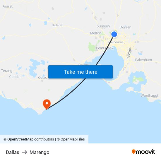 Dallas to Marengo map