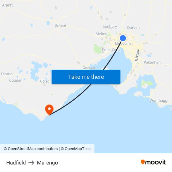 Hadfield to Marengo map