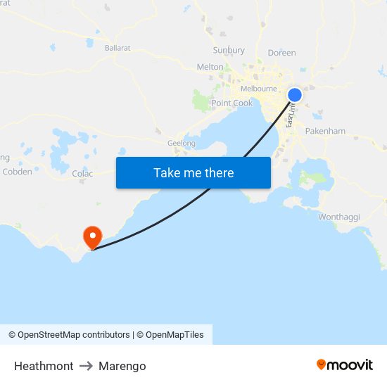 Heathmont to Marengo map