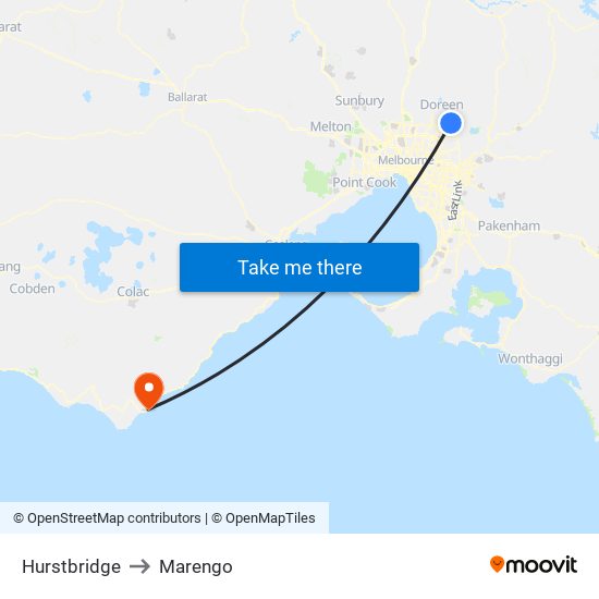 Hurstbridge to Marengo map