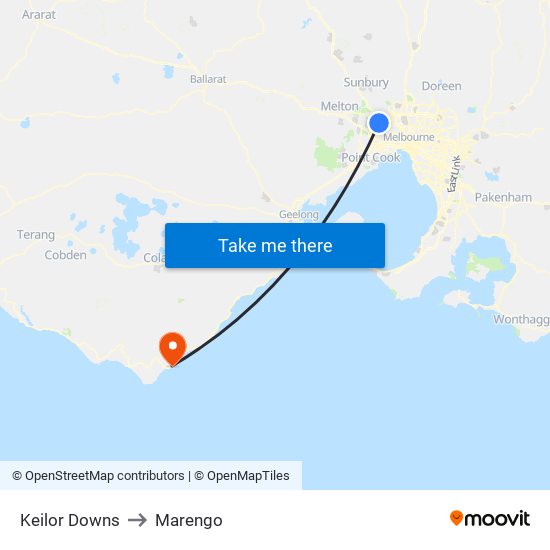 Keilor Downs to Marengo map