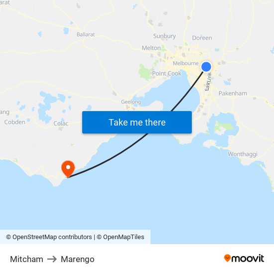 Mitcham to Marengo map