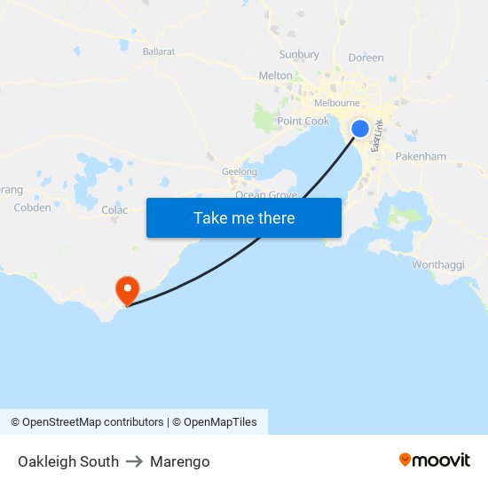 Oakleigh South to Marengo map