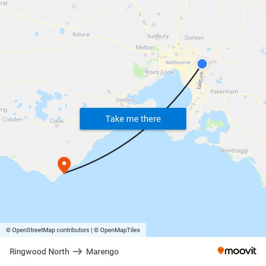 Ringwood North to Marengo map