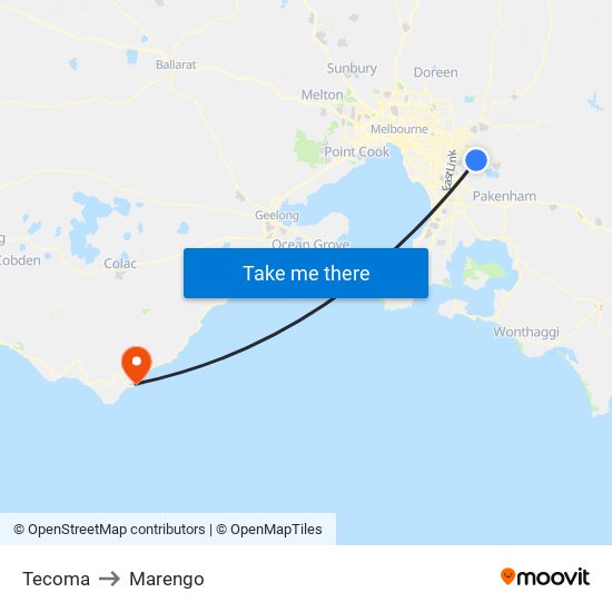 Tecoma to Marengo map