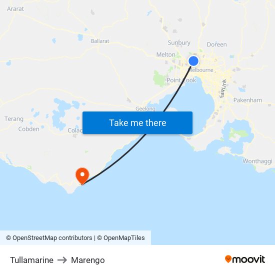 Tullamarine to Marengo map