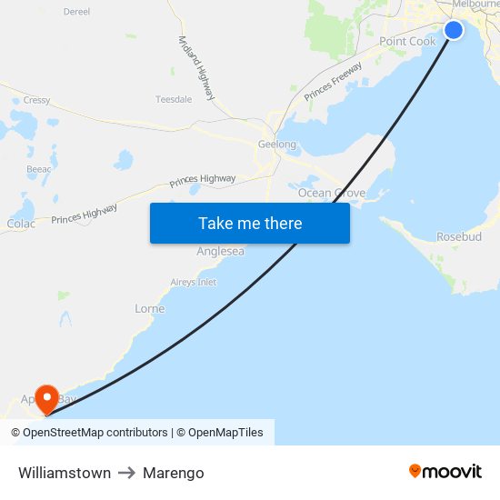 Williamstown to Marengo map