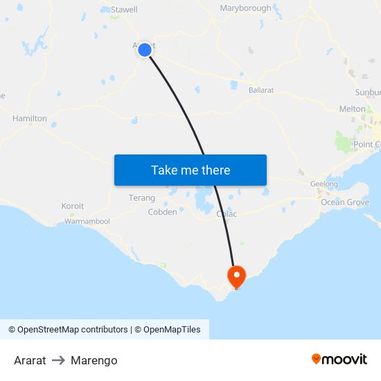 Ararat to Marengo map