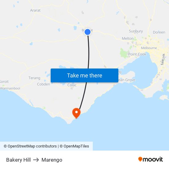 Bakery Hill to Marengo map