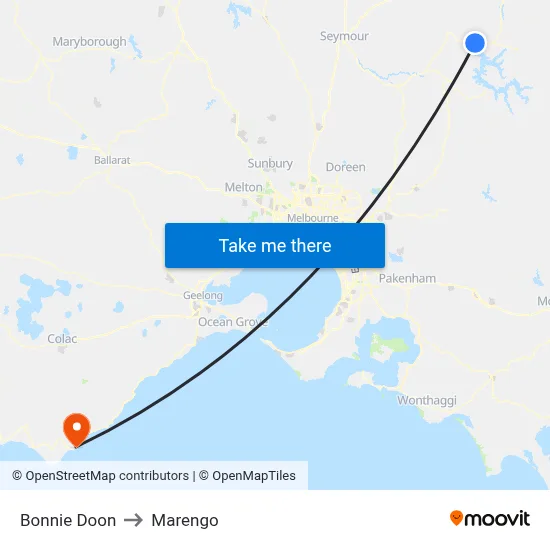 Bonnie Doon to Marengo map