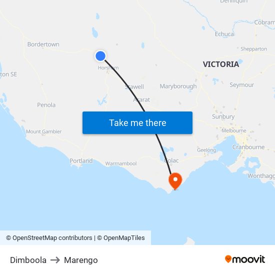 Dimboola to Marengo map