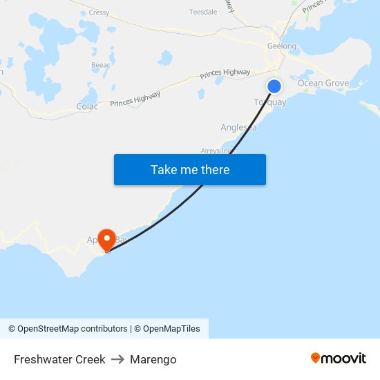 Freshwater Creek to Marengo map