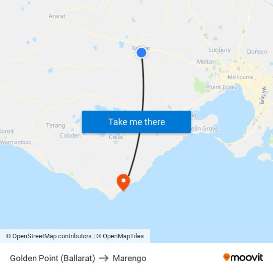 Golden Point (Ballarat) to Marengo map