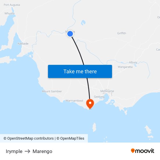 Irymple to Marengo map