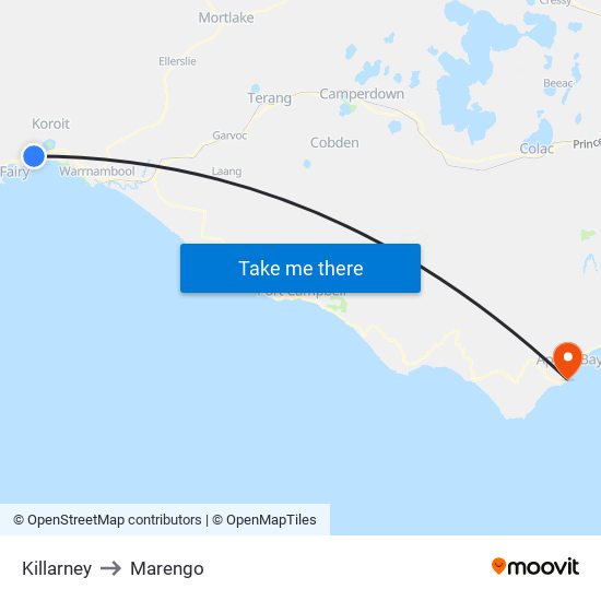 Killarney to Marengo map