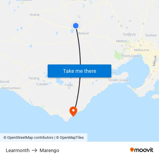 Learmonth to Marengo map