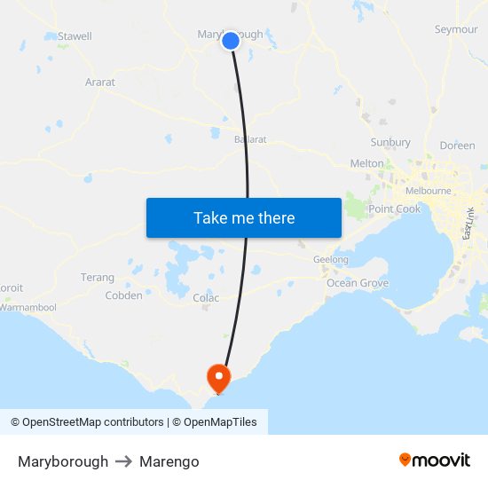 Maryborough to Marengo map