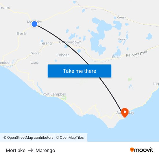 Mortlake to Marengo map