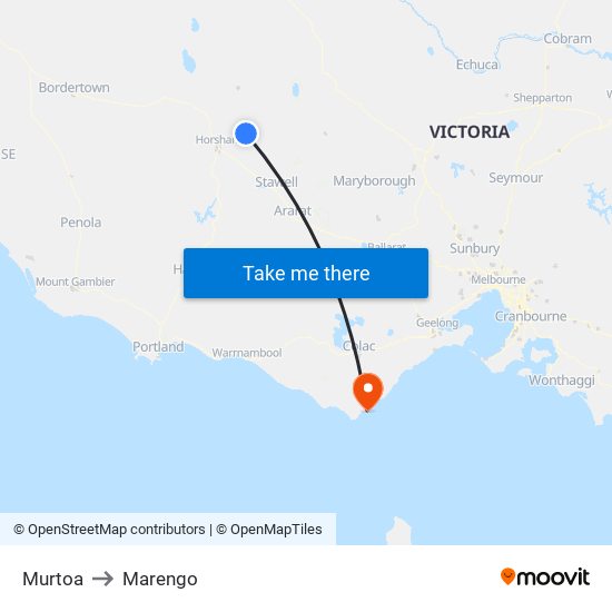 Murtoa to Marengo map