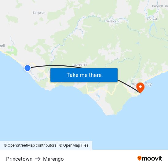 Princetown to Marengo map