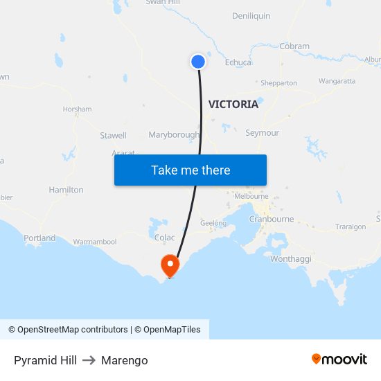 Pyramid Hill to Marengo map