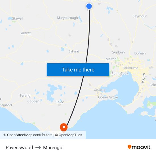 Ravenswood to Marengo map