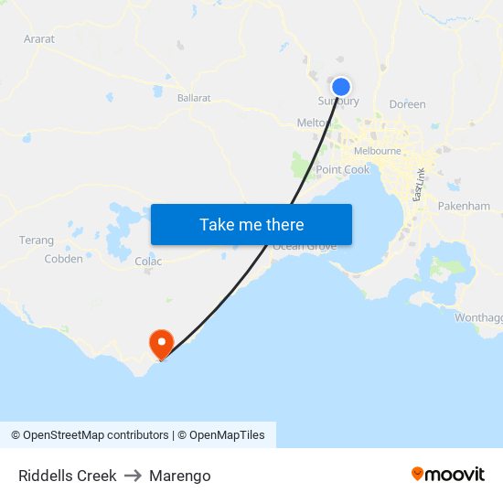 Riddells Creek to Marengo map