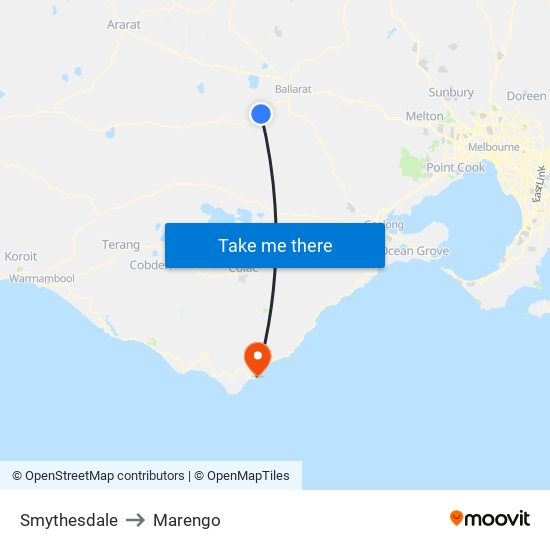 Smythesdale to Marengo map